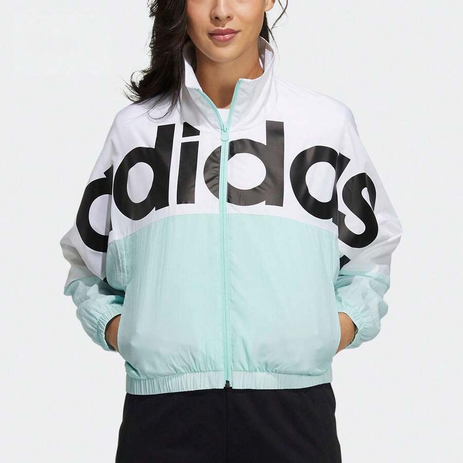 Adidas Women's Loose Breathable Casual Sports Jacket - White/Green - View 1