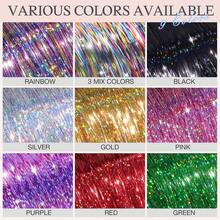 6PCS Clip en Ha Tinsel Set 23.6 pulgadas Peluca Pieza Accesorios Ha brillantes Extensiones Ha Glitter r Mujeres Gls Niños Festival Uso (Gold) - Azul - Ver 4