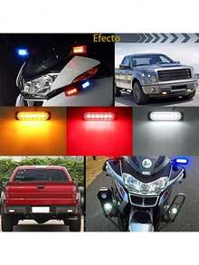 1par Lateral Faro Led Barra Estrobo Patrulla 16 Función Moto - Rojo y azul - Ver 10
