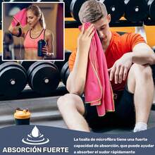 Set de 3 Toallas de Microfibra, Toalla Deportiva Súper Absorbente, Toalla de Secado rápido para Acampar, Deporte, Playa, Gimnasio, Viajes (Rosa) - Rosa - Ver 9