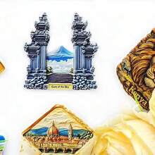 1/2pcs Resin Refrigerator Magnets, Travel Souvenirs Of Indonesia, Bali, Philippines, Nepal, Brunei, Jakarta, Palawan, Manila, Southeast Asia Island Beach Sky Gate Decor For Home, Office, Bedroom - Multicolor - View 3