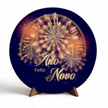 Capas de Decoração Painel e Cilindros Para Festas Tema Feliz Ano Novo com Elástico - Painel de Mesa 50x50  Ano Novo 025 - Visão 2