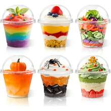 Conjunto de 10/25 unidades de copos de sobremesa de plástico transparente, com capacidade aproximada de 170 ml (5,7 oz), ideais para gelatina, pudim e sorvete. Perfeitos para fazer bolos de sorvete, decorar sobremesas, organizar festas de aniversário, casamentos e outros eventos. Adequados para Natal, Ano Novo, aniversários, casamentos e outras ocasiões. - Várias cores/estilos aleatórios - Ver 5