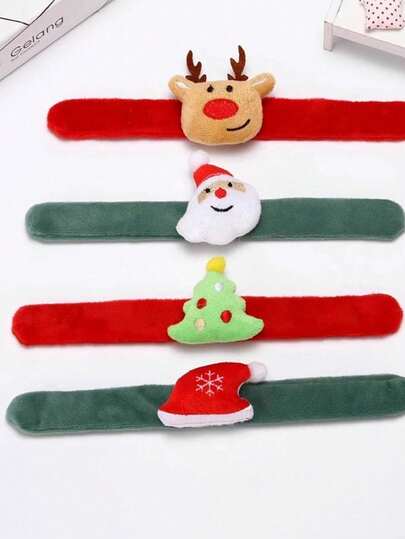 Christmas Bracelet, Christmas Button Ring, Cartoon Small Gift, Christmas Bracelet Gift, Cute Santa Claus Reindeer Button Ring