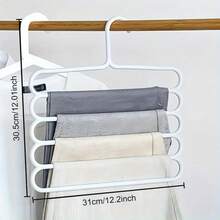 Folding Pants Rack, Multi-Functional Home Hanging Pants Hanger, Specialized Clothes Hanger, Multi-Layer Wardrobe Crease-Free Pants Clip Storage - White - View 6