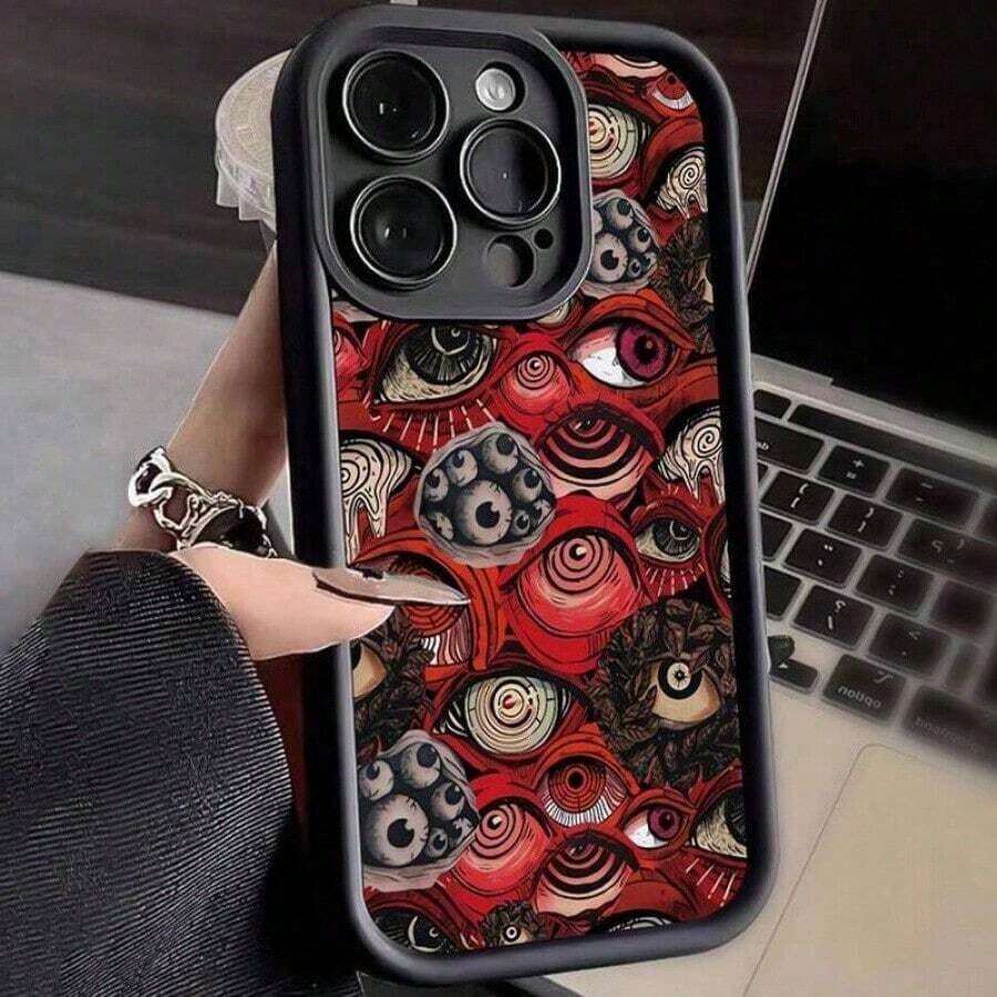 Funda de Teléfono con Patrón de Ojos Abstractos, Protector Decorativo para Teléfono, Accesorios de Teléfono Compatibles con 15 14 13 12 11 Plus/Pro/Pro Max - Multicolor - Ver 1