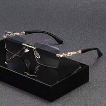 1 pièce Lunettes de mode sans monture rétro, lunettes décoratives classiques polyvalentes de mode - Multicolore - Voir 15