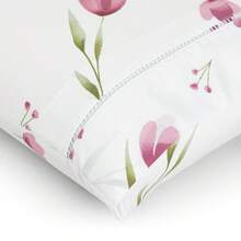 Premium Printed Fitted Sheet Set With Elastic + Pillowcases, 200 Thread Count, Single, Full, Queen And King Sizes, Hypoallergenic - Tulip Pink - View 3