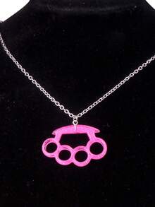 1pc Fashionable Pink Pendant Necklace, Punk Hip-Hop Style Women's Jewelry, Suitable For Party, Banquet, Travel, Holiday And Daily Wear - Geometry - View 9