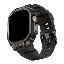 1 Stück Edelstahl Armband, kompatibel mit Apple Watch Ultra 1/2/3 49mm, Series 10/11 46mm, robuste Metall Schutzhülle, geeignet für Herren und Damen - perfektes Geschenk für Halloween, Weihnachten, Sport Accessoires - Schwarz - Übersicht 8