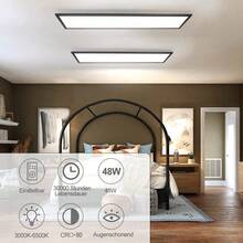 1/2 LED Panel Black/White Ceiling Light Dimmable 3000k-6500k Ceiling Lamp 120x30CM Long With Remote Control 48W Kitchen Lamp Flat Office Lamp Modern Ceiling Panel Daylight Lamp Rectangular For Kitchen Living Room Office - 120x30CM-48W - 查看 7
