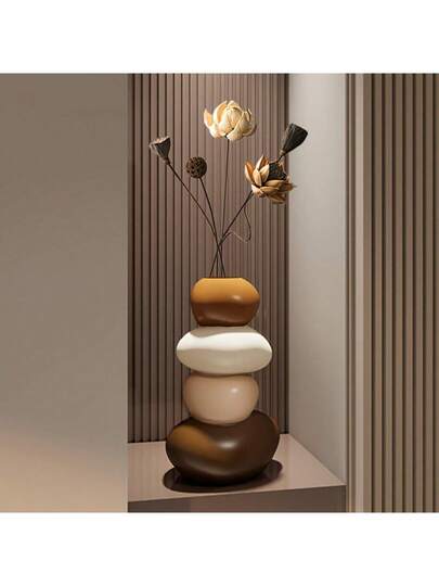 Piece Large Resin Lucky Stone Vase Painted ative Display Artificial Flowers Only Festive Home Office Holiday Idea, Aesthetic Fall Accent, Wedding Tafel Centerpiece, Minimalist Shelf Styling