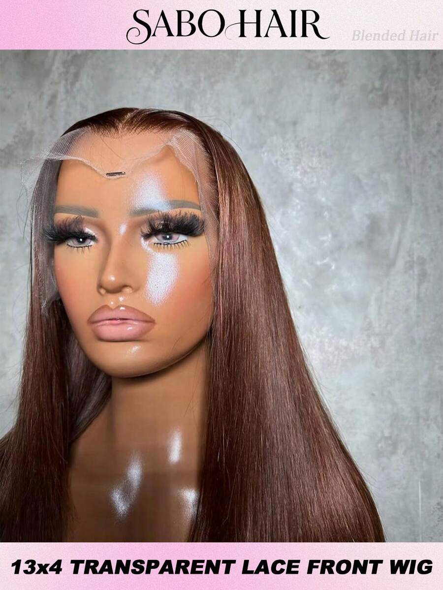 28 Inch Brazilian Virgin Hair 5x5 200% Density Wear And Go Glueless Wigs Blended Hair Pre Plucked Pre Cut Straight 13x4 Transparent Lace Front Wigs Human Blended Hair Wigs For Women No Glue Lace Front Closure Ready To Wear Wigs Natural Brown Color
