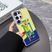 Funda de teléfono de fútbol Neymar para Samsung Galaxy S25, S24, S23, S22 FE Ultra Plus 4G/5G - Marco de lente metálico plateado con cubierta trasera suave transparente - Mezcla de colores - Ver 3