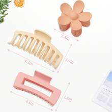 12 Pack Large Hair Claw Clips Flower Hair Clips Big Matte Banana Clips, 4 Colors Big Rectangular Matte Strong Hold Jaw Clips For Thick Hair, 3 Styles Hair Claw Clips For Women - Pink, Light Pink, Khaki, Light Khaki - View 2