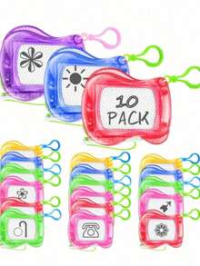 10pcs Mini Magnetic Drawing Board, Erasable Mini Doodle Pad, Backpack Keychain Clip Drawing Board, Portable Small Writing Tablet, Party Gifts, Classroom Reward, Christmas Stuffer,Random Color - Multicolor - View 8