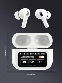 Bluetooth Headphones With Smart Touch Screen, Wireless Earbuds, Earphones, Bluetooth 5.4, ANC + Dual Mark ENC, Compatible With IOS/Android (White) - Blanco - Ver 3