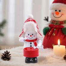 1pcChristmas Drumming Snowman Decoration With Red Hat And Scarf Holiday Ornament For Tabletop Festive Supplies Suitable For Home Party Decoration, Can Be Used For Company School Parties, And Is A Must-Have Gift For Thanksgiving And Christmas - 紅白 - 查看 4