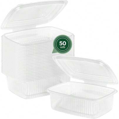 Envase Rectangular Plastico Reutilizable Polipropileno muy resistente Tapa Bisagra 250cc/375cc/500cc/750cc/1000cc/1500cc para elegir Transparente uso alimentarios Calidad MAXIMA  de confianzas surtido de cantidad 25/50U/100u para elegir mejor precios para uso domesticos,Hostelerias,bares,restaurantes,Fiestas ETC.....