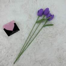 onEternal 1 件/3 件/5 件/7 件/10 件手工钩针多色郁金香花枝永生花家居装饰礼物花束适合节日、母亲节、父亲节、毕业典礼 - 紫色 - 查看 6