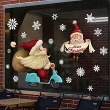 1pc Christmas Window Sticker - Featuring Santa Claus And "Merry Christmas" Text, Suitable For Stores And Homes - Multicolor - View 2