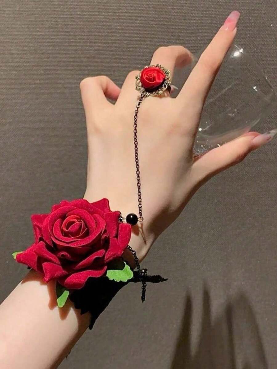 1 Stück Elegantes und modisches Gothic-Armband mit Rosenspitze, Accessoire für Mädchen, geeignet für Partys, Hochzeiten und den Alltag