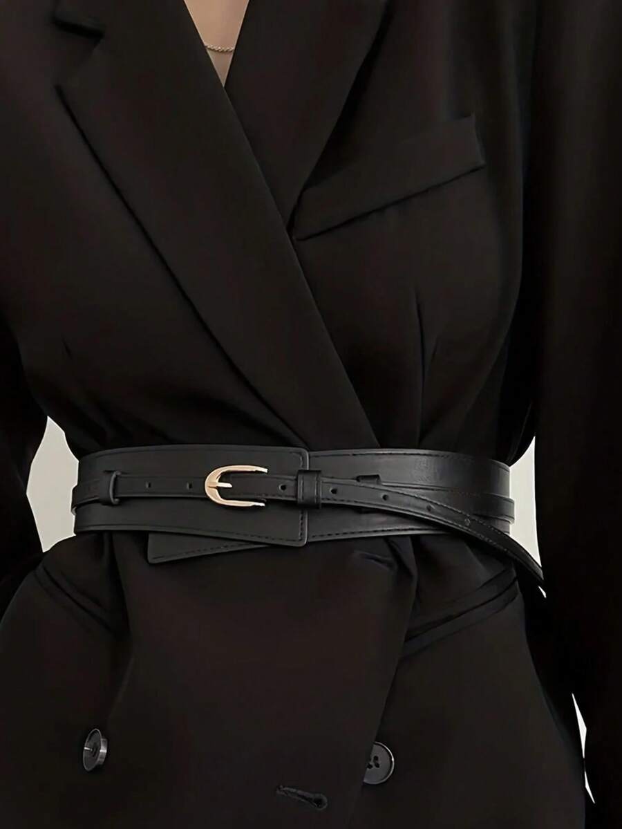 1/2pcs New Women's Belt With A High-End Feel, Featuring A Dual-Purpose Needle Buckle Thin Waistband And Waist Seal, Paired With Skirt And Pants Straps