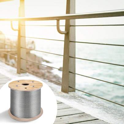 Câble en acier inoxydable T316, haute résistance à la traction, câble en acier inoxydable flexible en tension, diamètre extérieur 3,2 mm, longueur 1000 pieds, câble de 11,14 kN (300 m)