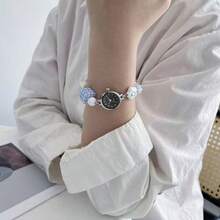 1 Pieza Reloj de cuarzo sencillo con esfera pequeña y correa de cuentas para mujeres. Adecuado para estudiantes y damas para uso diario. Apropiado para decoración diaria y de fiesta. Reloj de mujer, reloj de lujo para damas - Blanco - Ver 7