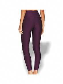 Leggings Alo 7/8 Airlift de cintura alta para mujer, de cintura alta, ligeros, transpirables, elásticos, con buena elasticidad, suaves, sin costuras, fáciles de limpiar, para yoga, entrenamiento, gimnasio, uso diario, viajes y después del trabajo, en color morado profundo y rojo borgoña, W5766R-BURGUNDY - morado oscuro - Ver 2