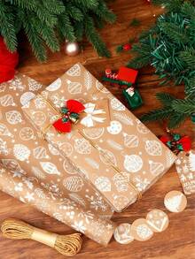 1pc 118" X 17" Christmas Gift Wrapping Paper With Reindeer, Christmas Bow, Christmas Cabin, Christmas Bells, Christmas Tree Patterns, Gift Wrapping Decorative Paper, Christmas Decorations, Christmas Wrapping Paper, Birthday Party Supplies, Christmas Eve Filler, Outdoor Christmas Decor, Christmas Accessories, Secret Santa Gifts, Christmas Gift Bags - Multicolor - View 2