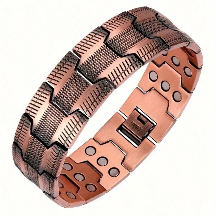 1 pieza Pulsera magnética ajustable, accesorio de joyería para hombres - Rojo - Ver 1