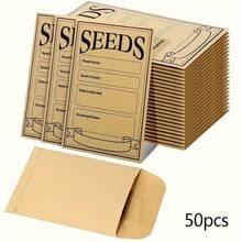 50pcs Small Seeds Envelopes Seed Packets Envelopes Seed Envelopes With Preprinted Small Envelope Collecting Template For Seeds Storage - Multicolor - View 9