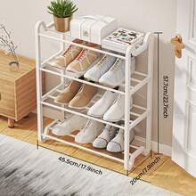 Simple Shoe Rack, 4-Tier Shoe Organizer, Metal Storage Shelf For Closet,Entryway, Bedroom, Black And White - trắng - Xem 1