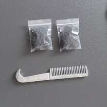 2 件铝制马匹梳理刷套装 + 200 件马鬃毛尾毛扎带，马匹梳理套装，3 件套马匹护理和梳理工具