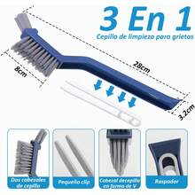 2 Cepillo de Limpieza para Grietas, Cepillo de Limpieza 3 En 1 con Clip y Raspador, Eliminar Las Manchas de Las Esquinas, Adecuado para Pisos de Baldosas, Puertas y Ventanas, Baño - 1 - Ver 3