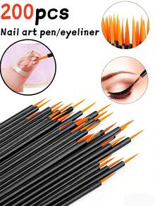200 pezzi Penne monouso ultra-sottili per arte di unghie, penne per linee sulle unghie, penne per terapia luminosa per unghie, eyeliner monouso, matite per sopracciglia - Multicolore - Visualizzare 12