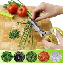 Herb Scissors Set With 5 Blades And Cover - Multipurpose Kitchen Chopping Shear - Phong cách xanh 1 - Xem 2