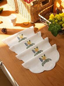Cirelle 1pc/Multi-Pack White Embroidered Vintage American Style Fabric Coasters, Vase Mats, Decorative Mats, Floral, Minimalist, Practical For Daily Use, Parties, Holidays - White - View 9