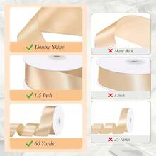 Champagne Gold Ribbon 1 1/2 Inch 60 Yards Double Faced Gold Satin Ribbon For Gift Wrapping Crafts Flower Bouquet Hair Bows Leis Weeding Party Graduate Gift 2025 Home Drations,23939282 - 香檳色 - 查看 2