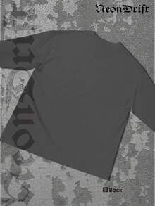 NeonDrift Halloween, Christmas, Thanksgiving Gifts: Men's Long-Sleeve T-Shirt, 250g Cotton Graphic T-Shirt, Men's Fashionable Hip-Hop Style - Long-Sleeve T-Shirt, Funny Vintage Shirt, Regular Fit, Street Style, Digital Printing, Ideal Gift - Màu xám đen - Xem 3
