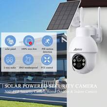 2K Solar Wireless Outdoor Surveillance Camera, 100% Wire-Free For Home Security With Fixed Solar Panel, 360° Panoramic View, PIR Motion Detection, Two-Way Audio, Alexa Compatible, SD/Cloud Storage, Color Night Vision - White - View 3