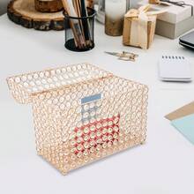 Crystal Wedding Card Box With Heart Lock, Money Card Box, Treasure Chest Style Gift For Wedding Receptions Centerpiece Decor Anniversary Commemorative Gift Display - Vàng - Xem 4