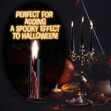 Deco Express Candles Dripping Effect Taper Set Of 8 Halloween Black Wax Gothic Decor Horror P - 黑色 - 查看 2