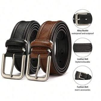 Cinturón casual para hombres con hebilla de pasador - Hebilla de aleación ajustable, perfecto para entornos casuales y de negocios, regalo ideal para el Día del Padre