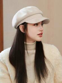 1顶女士秋冬贝雷帽，复古英伦风八角帽，时尚百搭的鸭嘴贝雷帽，日式艺术家风格帽子。适合日常搭配和秋季配饰，是外出、散步、购物和日常佩戴的理想之选。 - 彩色 - 查看 18