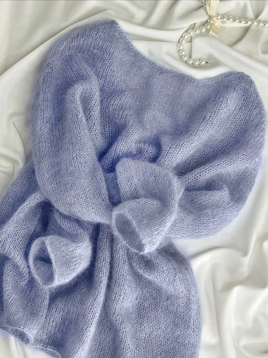 女士纯色简约长袖沙滩裙 - 燻衣草淡紫 - 查看 1