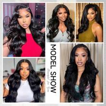 Brazilian 13x4 13x6 Lace Frontal Wig Pre Plucked Body Wave 4x4 Lace Frontal Wigs Pre Plucked With Baby Hair For Women Human Hair Swiss Lace Remy Hair  360 Full Lace Front Body Wave Wigs Human Hair  30 32 Inch Wear And Go Glueless Wigs Human Hair Pre Plucked Pre Cut 6x4 7x5 9x6 Lace Wigs Body Wave Lace Front Wigs 13x4 Body Wave Glueless Drawstring Wigs 200% Density Natural Black Bling Hair - Natural Black - 查看 9