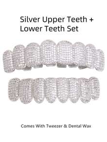 1pc/2pcs Elegant Copper Gold Plated Grillz GRILLS Teeth Teeth Braces For Halloween, Party & Easter Suitable For Men & Women - Multicolor - View 12