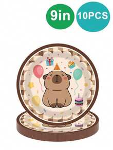 Decoración de fiesta de cumpleaños de Capibara - Cubiertos de fiesta de dibujos animados lindos de Capibara, fiesta de cumpleaños, jubilación, mudanza, fiesta de compromiso para hombre/mujer, Día de San Valentín, Ramadán